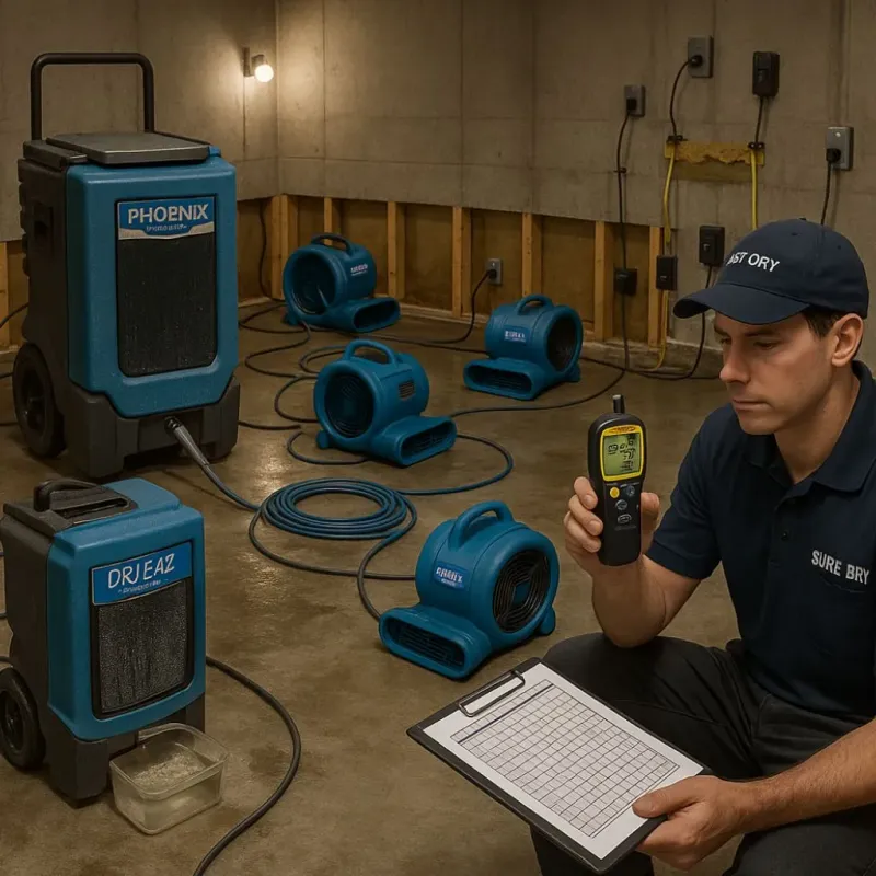 Structural Drying and Dehumidification process in Acushnet Center, MA